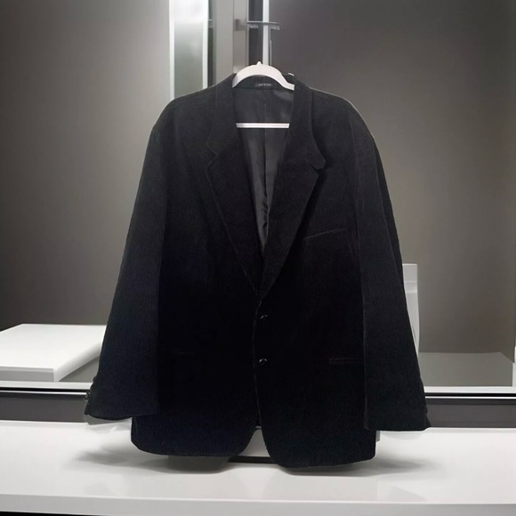 LEGACY Blazer Mens 46R Black Corduroy Leather Elbow Patch Sport Coat